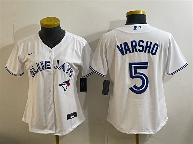 Youth Toronto Blue Jays #5 Daulton Varsho White Cool Base Stitched Baseball Jersey