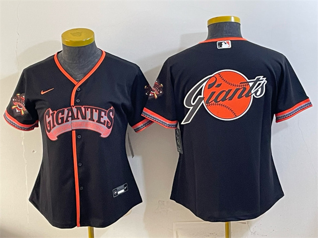 Youth San Francisco Giants Team Big Logo Black 2026 Alternate Stadium Stitched Baseball Jersey (1)