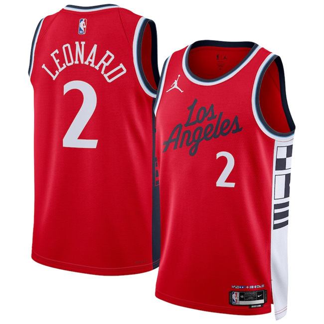 Youth Los Angeles Clippers #2 Kawhi Leonard Red 2024-25 Statement Edition Stitched Jersey