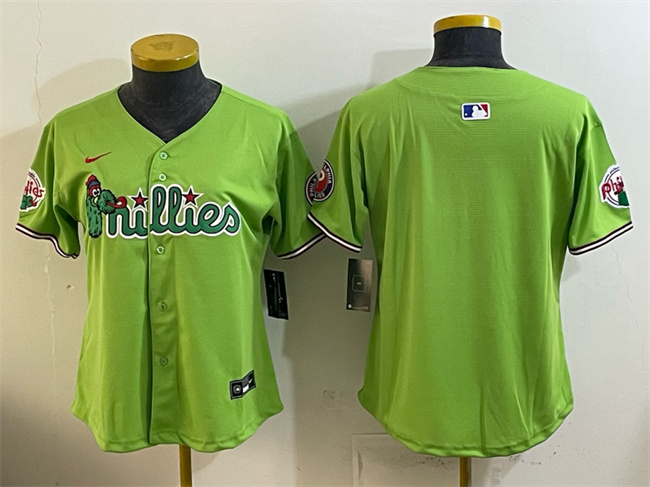 Women's Philadelphia Phillies Blank Light Green Phanatic Limited Stitched Jersey(Run Small)