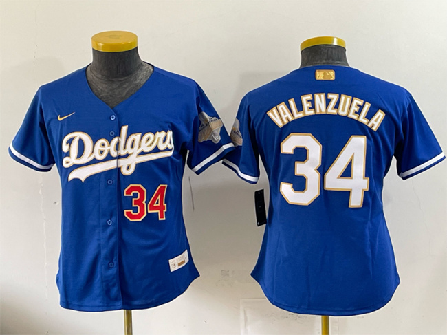 Youth Los Angeles Dodgers #34 Fernando Valenzuela Royal 2026 Alternate Gold Collection Stadium Stitched Baseball Jersey