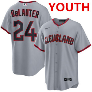 Youth cleveland guardians #24 chase delauter gray cool base limited stitched baseball jersey