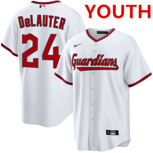 Youth cleveland guardians #24 chase delauter white cool base limited stitched baseball jersey