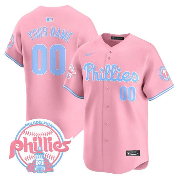 Men's Philadelphia Phillies Active Player Custom Bubblegum Pink Vapor Premier Limited Stitched Jersey
