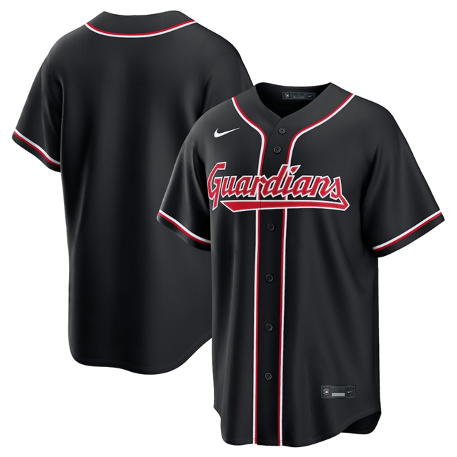 Men's Cleveland Guardians Blank 2026 Fashion Replica Black Out Stitched Baseball Jersey