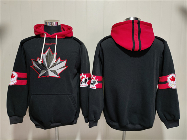 Men's Team Canada Black Ageless Must-Have Lace-Up Pullover Hoodie