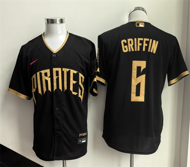 Men's Pittsburgh Pirates #6 Konnor Griffin Black 2026 City Connect Stadium Stitched Baseball Jersey