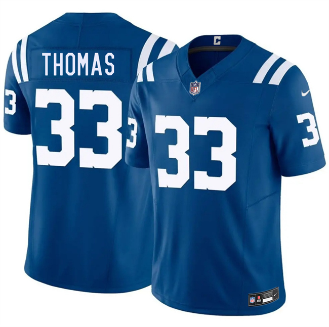Men's Indianapolis Colts #33 Juanyeh Thomas Blue 2026 F.U.S.E. Vapor Limited Football Stitched Jersey