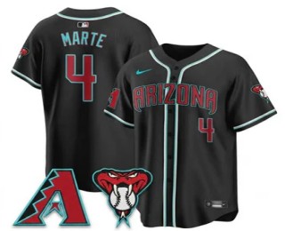 Men's Arizona Diamondbacks #4 Ketel Marte 2026 Fashion Replica Black Out Stitched Baseball Jersey
