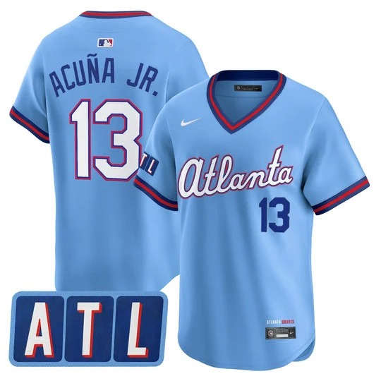 Men's Atlanta Braves #13 Ronald Acuna Jr. Powder Blue 2026 City Connect Limited Stitched Jersey