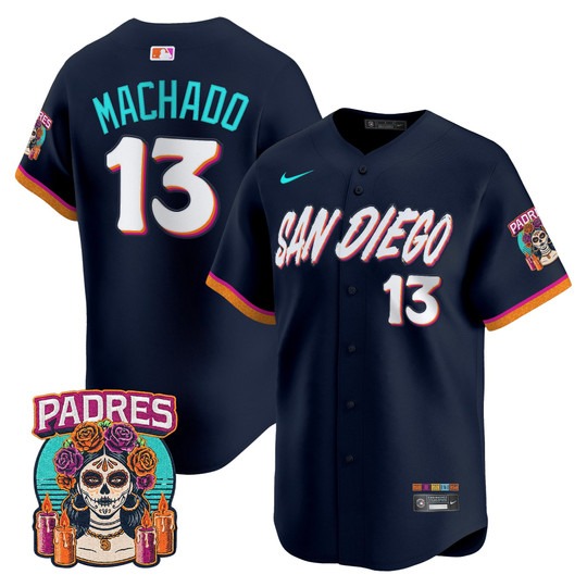 Men's San Diego Padres #13 Manny Machado Obsidian 2026 City Connect Limited Stitched Jersey