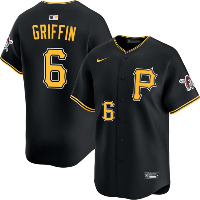 Men's Pittsburgh Pirates #6 Konnor Griffin Black Alternate Limited Stitched Baseball Jersey