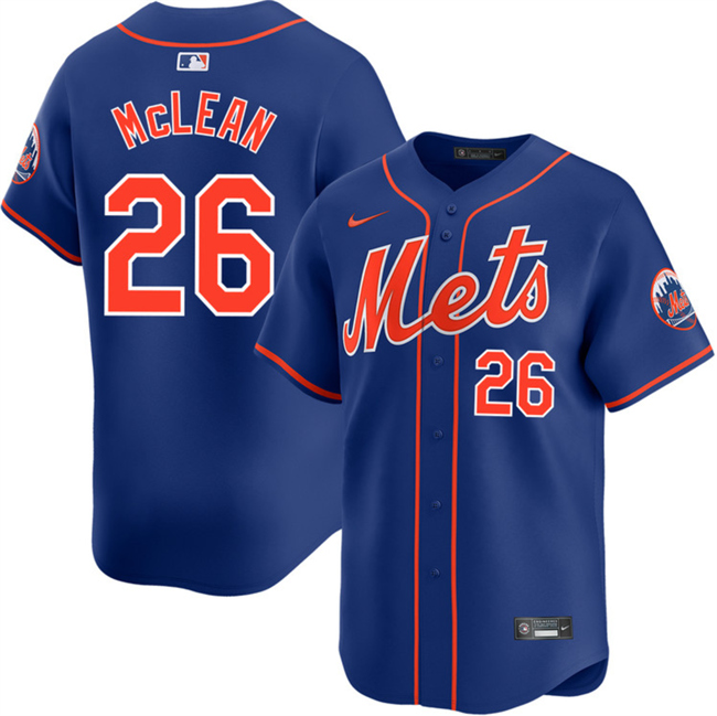 Men's New York Mets #26 Nolan McLean 2026 Blue Limited Stitched Baseball Jersey