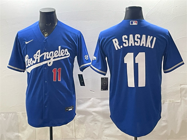 Men's Los Angeles Dodgers #11 Roki Sasaki Royal Alternate Stadium Stitched Baseball Jersey