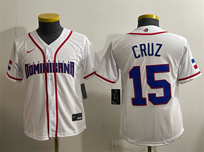 Women's Dominican Republic Baseball #15 Oneil Cruz White 2026 World Baseball Classic Home Stadium Stitched Baseball Jersey(Run Small)