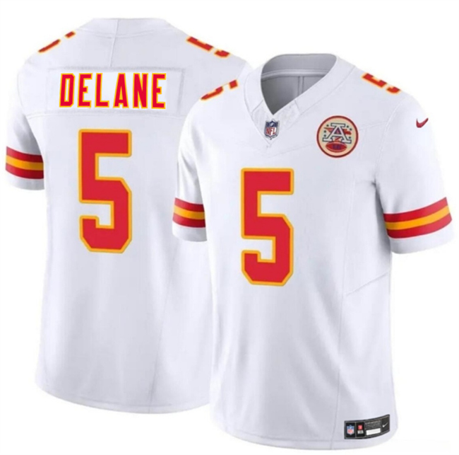 Men’s Kansas City Chiefs #5 Mansoor Delane White 2026 Draft F.U.S.E. Vapor Untouchable Limited Stitched Football Jersey