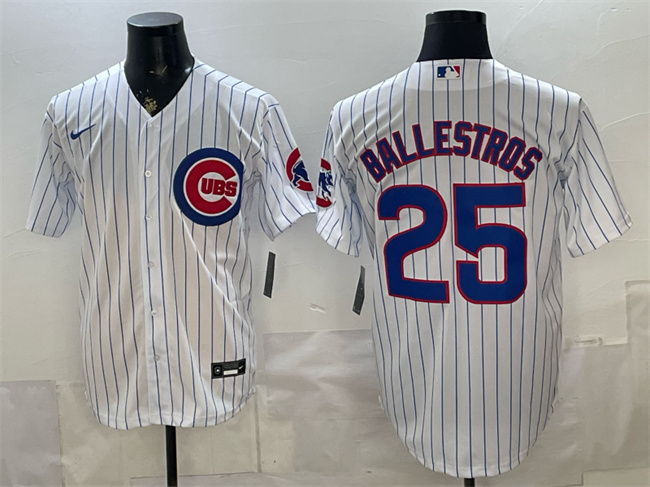 Men's Chicago Cubs #25 Moises Ballesteros White Cool Base Stitched Baseball Jersey