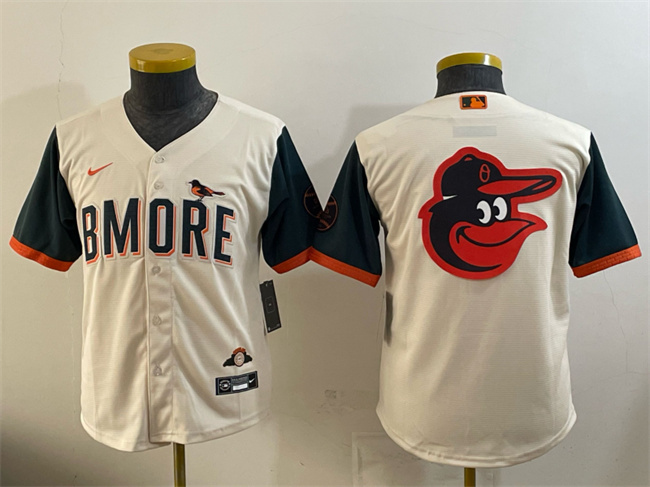 Youth Baltimore Orioles Team Big Logo Natural 2026 City Connect Stadium Stitched Baseball Jerseys