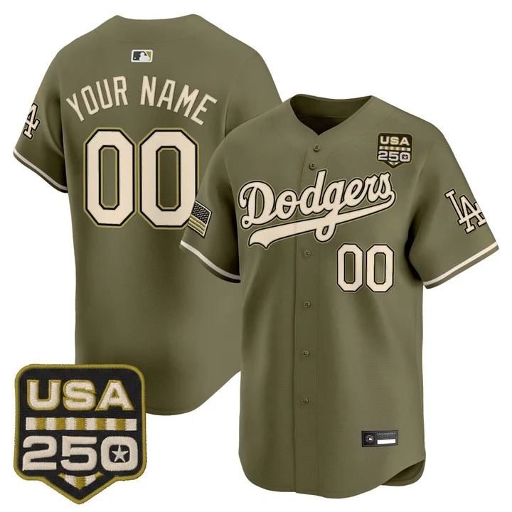 Men's Los Angeles Dodgers Custom Olive 2026 Armed Forces Day Limited Stitched Jersey