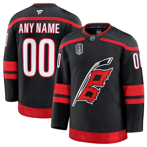 Men's Carolina Hurricanes Custom Black 2026 Stanley Cup Final Home Premium Hockey Stitched Jersey