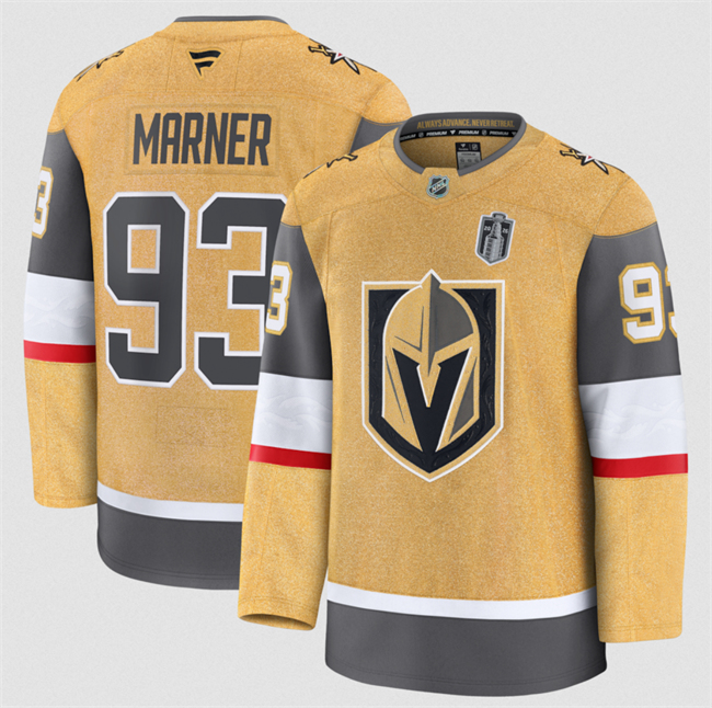 Men's Vegas Golden Knights #93 Mitch Marner Gold 2026 Stanley Cup Final Patch Home Stitched Hockey Jersey