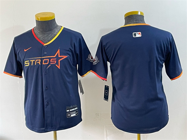 Youth Houston Astros Blank Navy 2025 City Connect Limited Stitched Baseball Jersey