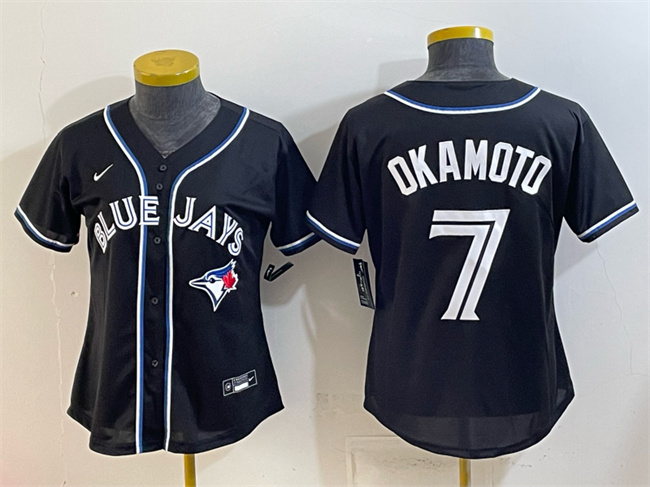 Youth Toronto Blue Jays #7 Kazuma Okamoto 2026 Fashion Replica Black Out Stitched Baseball Jersey