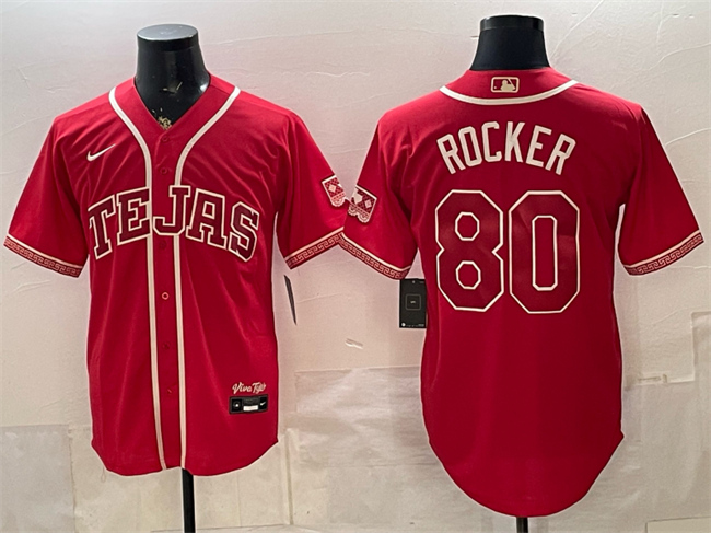 Men's Texas Rangers #80 Kumar Rocker Red 2026 City Connect Stadium Stitched Baseball Jersey