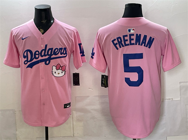 Men's Los Angeles Dodgers #5 Freddie Freeman Pink 2025 Hello Kitty Vapor Limited Stitched Baseball Jersey