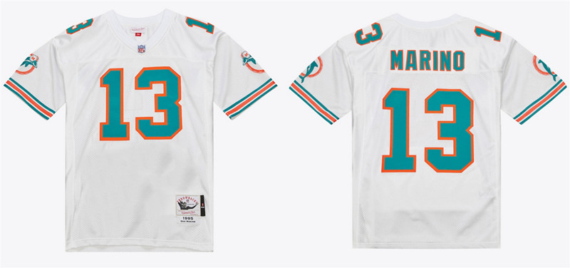 Men's Miami Dolphins #13 Dan Marino 1995 White Stitched Football Jersey