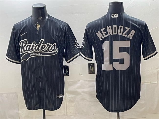 Men's Las Vegas Raiders #15 Fernando Mendoza Black Cool Base Stitched Baseball Jersey