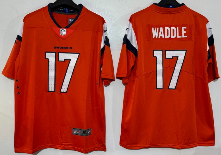 Men's Denver Broncos #17 Jaylen Waddle Orange 2026 Vapor Limited Stitched Football Jersey