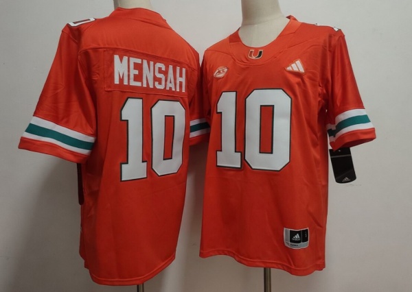 Men's Miami Hurricanes #10 Darian Mensah Orange Stitched Football Jersey