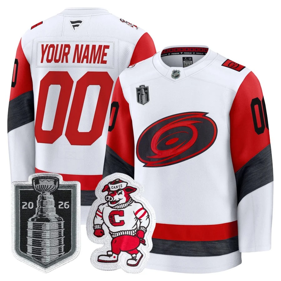 Carolina Hurricanes 2026 Stanley Cup Patch Premium Custom Jersey White - All Stitched