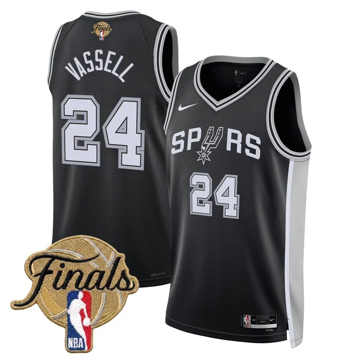 Men's San Antonio Spurs #24 Devin Vassell Black 2026 Finals Icon Swingman Stitched Jersey
