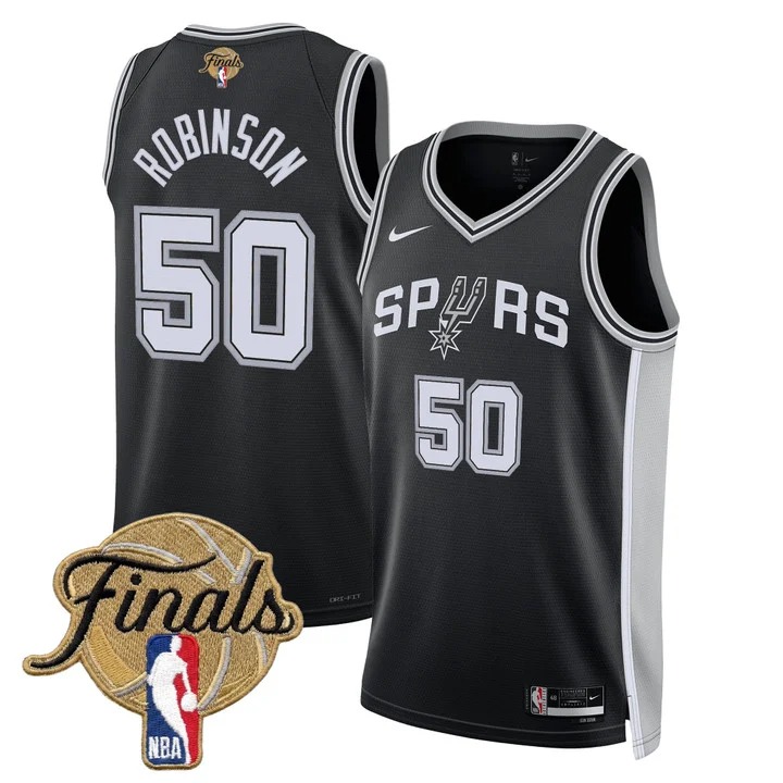 Men's San Antonio Spurs #50 David Robinson Black 2026 Finals Icon Swingman Stitched Jersey