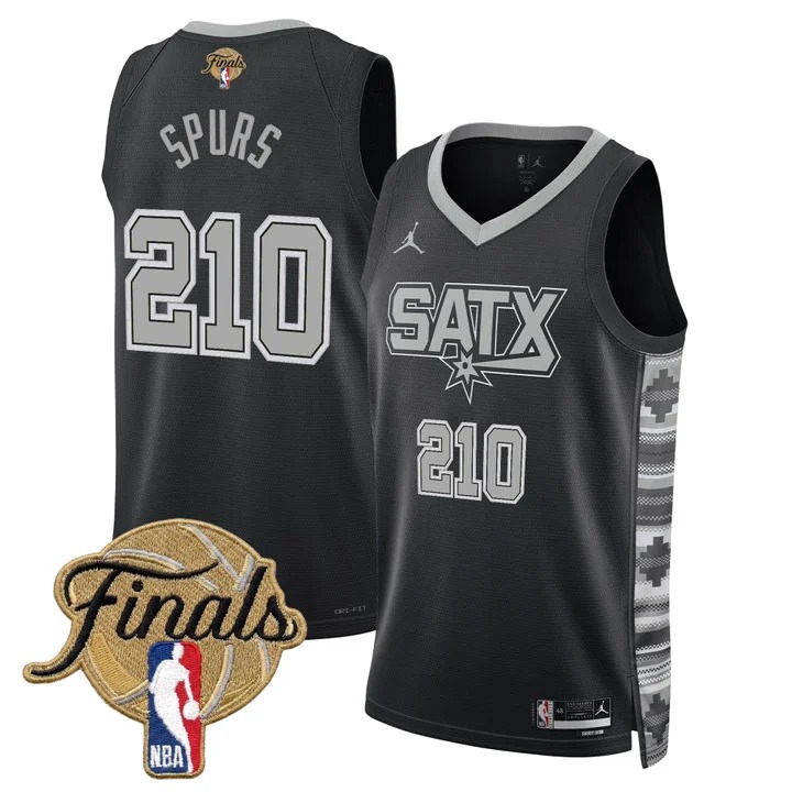 Men's San Antonio Spurs #210 SPURS Black 2026 Finals Statement Swingman Stitched Jersey