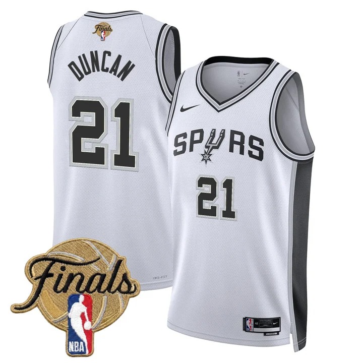 Men's San Antonio Spurs #21 Tim Duncan White 2026 Finals Association Swingman Stitched Jersey