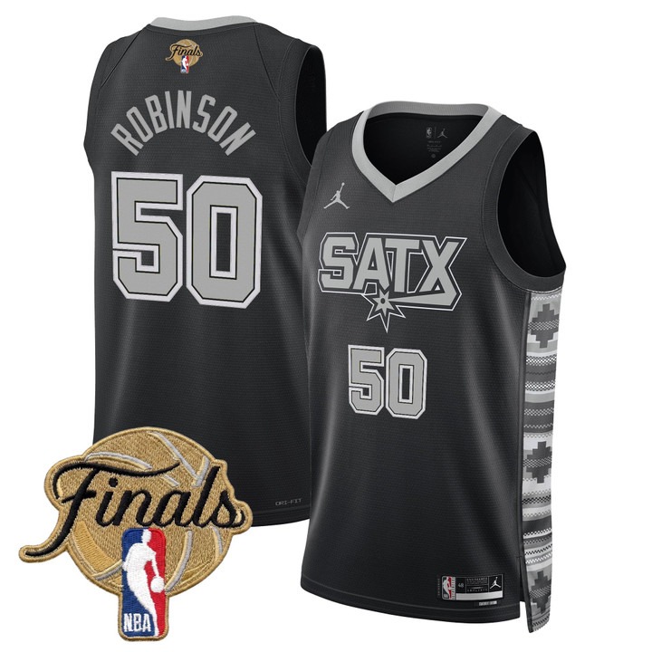 Men's San Antonio Spurs #50 David Robinson Black 2026 Finals Statement Swingman Stitched Jersey