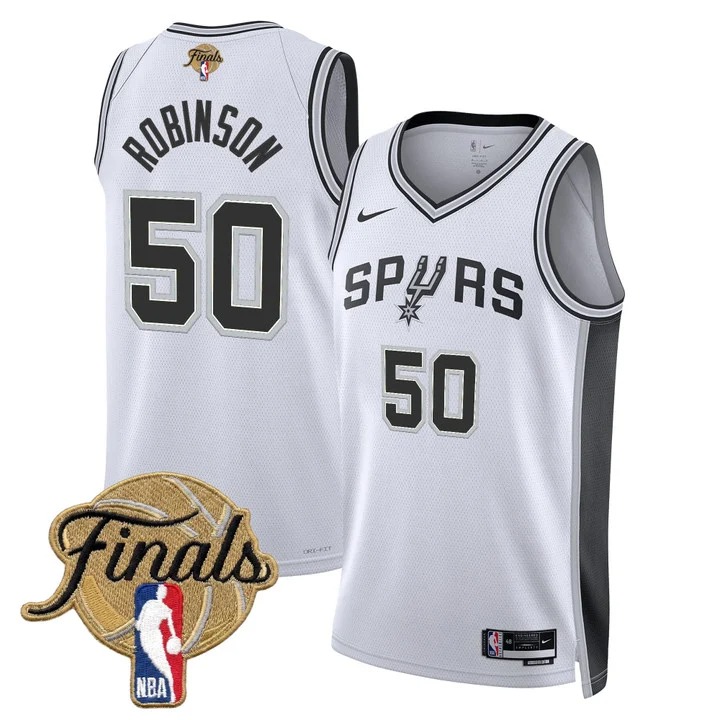 Men's San Antonio Spurs #50 David Robinson White 2026 Finals Association Swingman Stitched Jersey