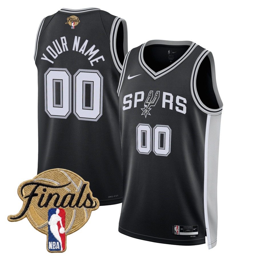 Men's San Antonio Spurs Custom 2026 Finals Black Icon Swingman Stitched Jersey