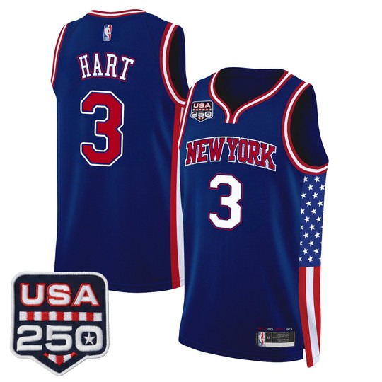 Men's New York Knicks #3 Josh Hart Royal America 250 Edition Swingman Stitched Jersey