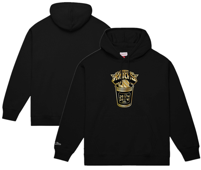Men's New York Knicks Black 2026 Finals Champions Gold Coffee Cup Hoodie