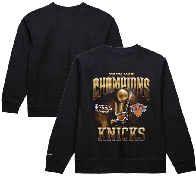 Men's New York Knicks Black 2026 Finals Champions Crewneck Sweatshirt