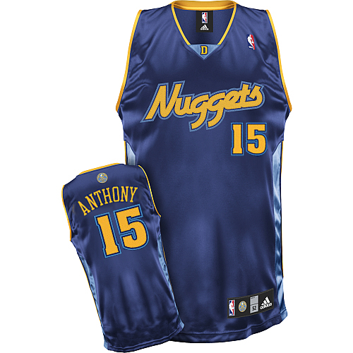 Men's Denver Nuggets #15 Carmelo Anthony Dark Blue Stitched Basketball Jersey