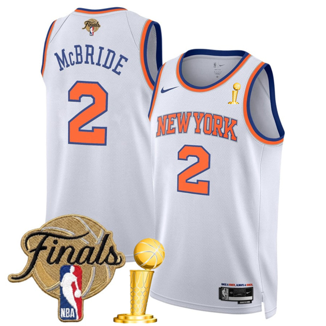 Men's New Yok Knicks #2 Miles McBride White 2026 Finals Patch And Finals Champions Patch Association Edition Stitched Basketball Jersey