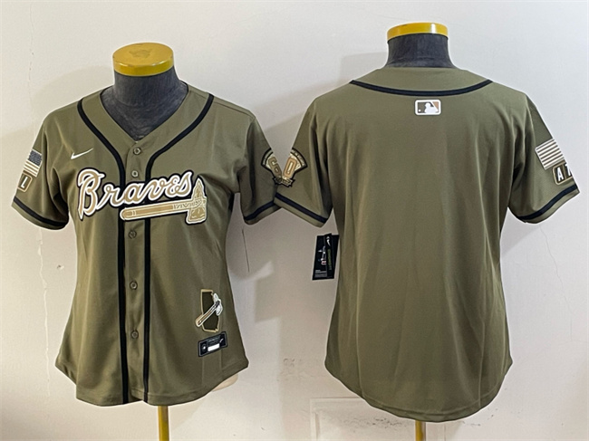 Youth Atlanta Braves Blank Olive 2026 Armed Forces Day Stitched Baseball Jersey