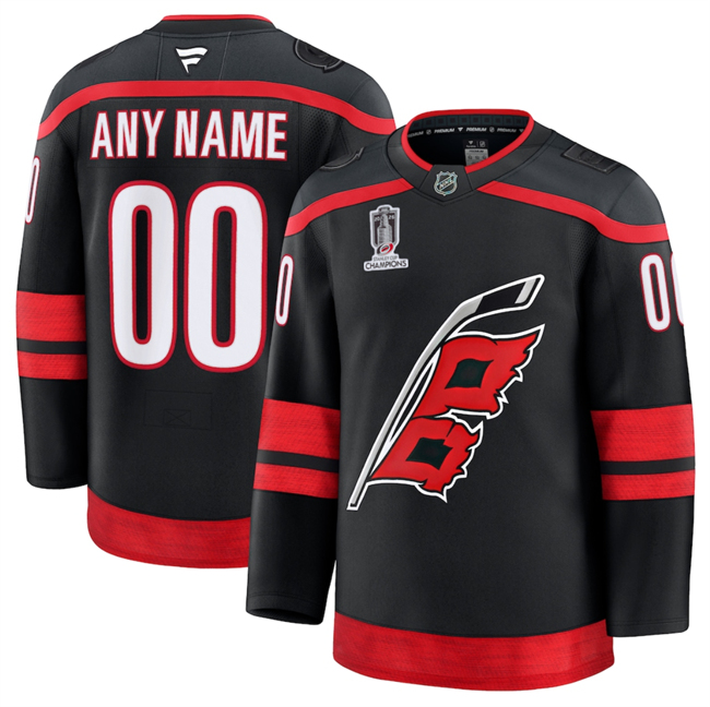 Men's Carolina Hurricanes Custom Black 2026 Stanley Cup Champions Home Stitched Hockey Jersey