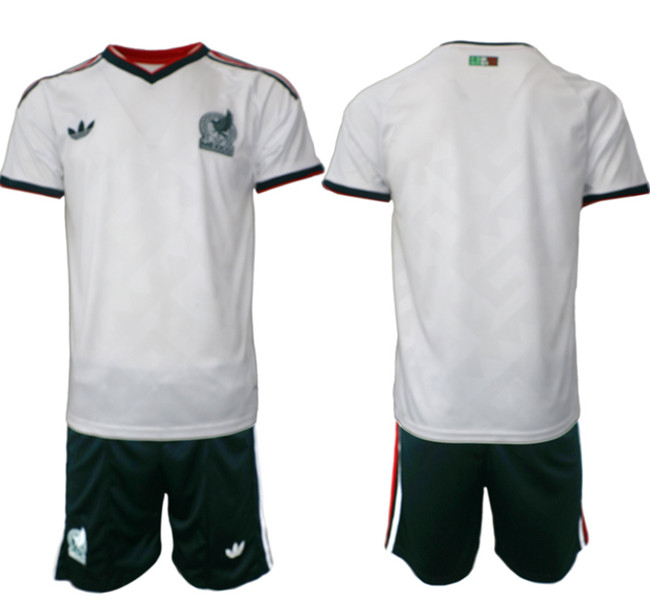 Men's Mexico Blank White Away Soccer Jersey Suit