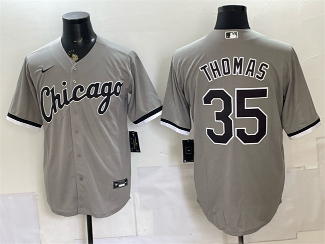 Men's Chicago White Sox #35 Frank Thomas Grey Stitched Baseball Jersey
